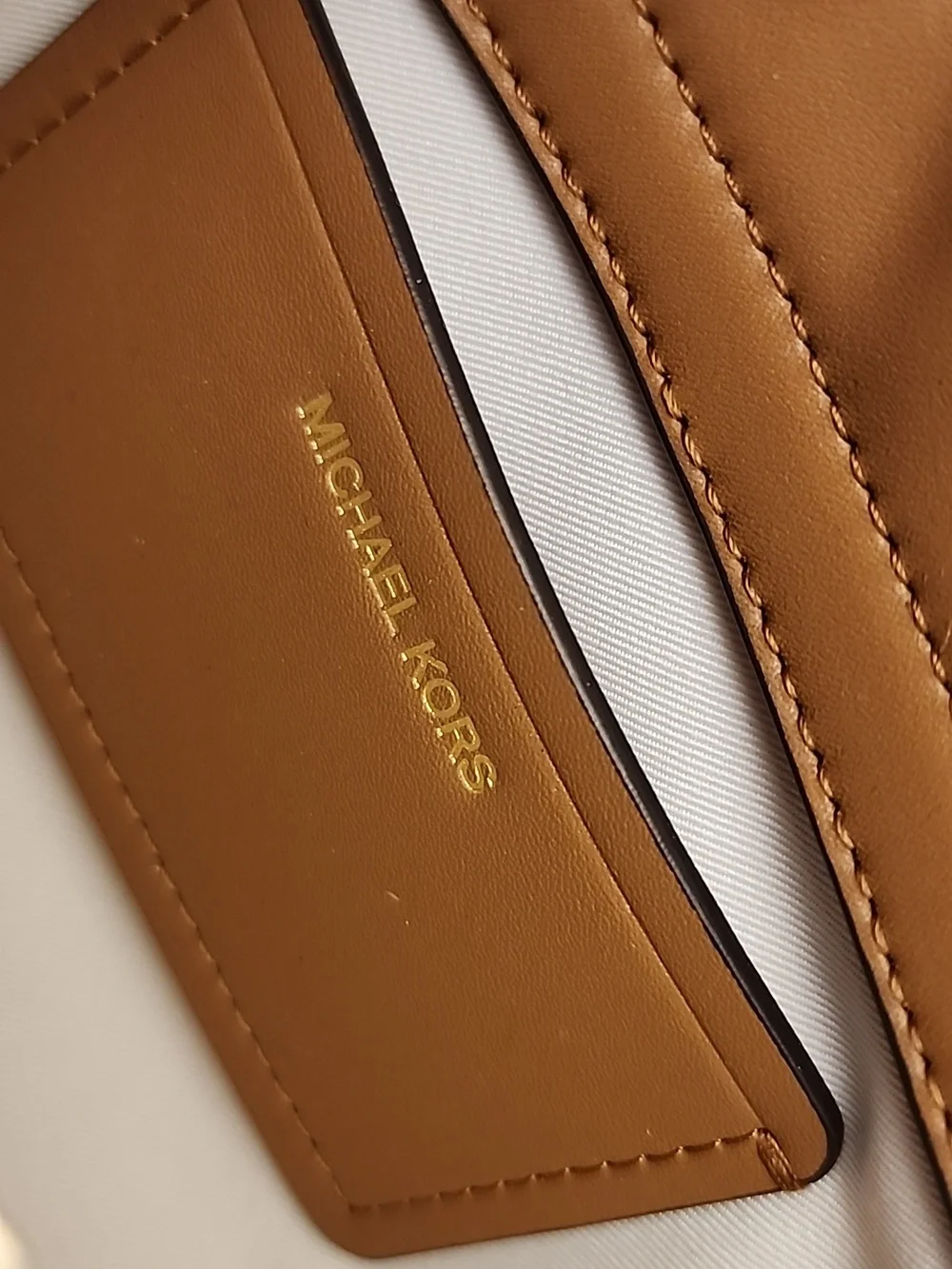 Michael Kors Brown Logo Crossbody with‎ Gold Chain